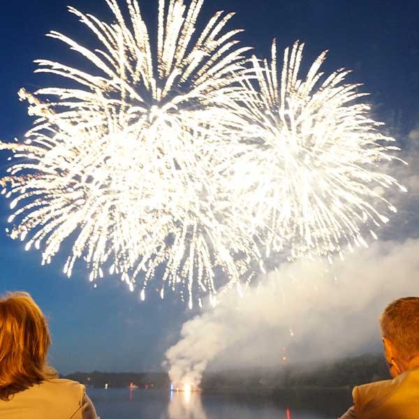 Havel in Flammen mit musikalischer Live Unterhaltung, inklusive Feuerwerk, Sektempfang, 2 Gang-Menü, Wein, Bier, alkoholfreie Getränke